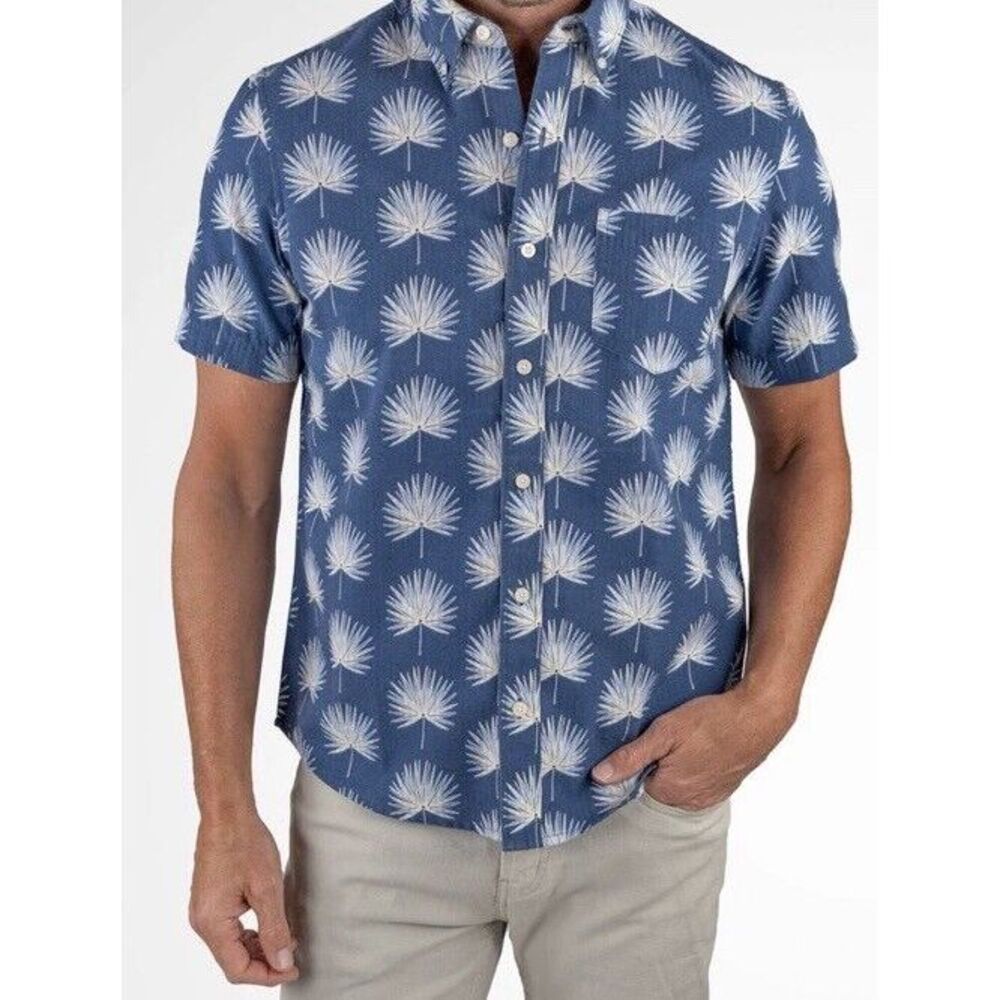 New $88 Tailor Vintage Button Seersucker Shirt Men Puretec Cool‎ Fan Palms XL - Picture 4 of 10